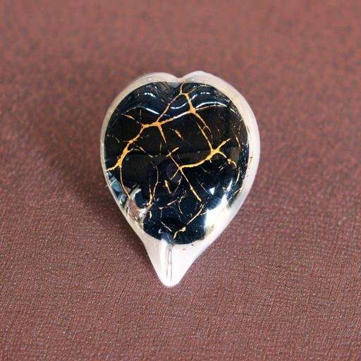 Glazen urn - Knuffelhartje zwart met bladgoud - 0,15 Liter - Afbeelding 2