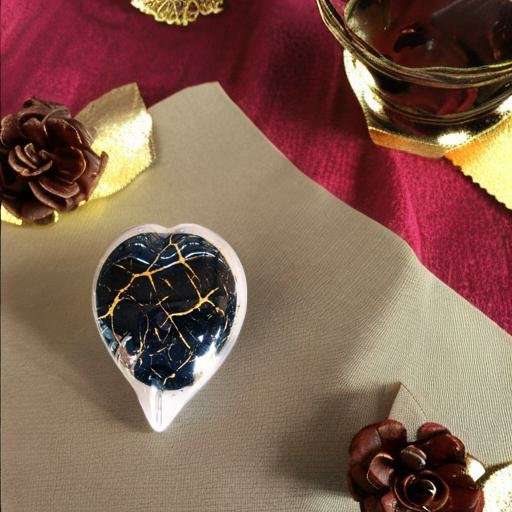 Glazen urn - Knuffelhartje zwart met bladgoud - 0,15 Liter - Afbeelding 3