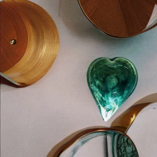 Glazen urn - Knuffelhartje groen met bladgoud - 0,15 Liter - Afbeelding 2