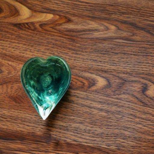 Glazen urn - Knuffelhartje groen met bladgoud - 0,15 Liter - Afbeelding 3