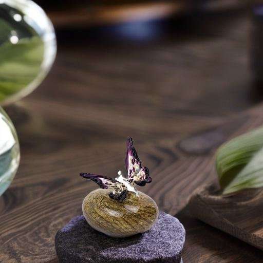 Glazen urn - Kei met vlinder paars - 0,15 Liter - Afbeelding 3