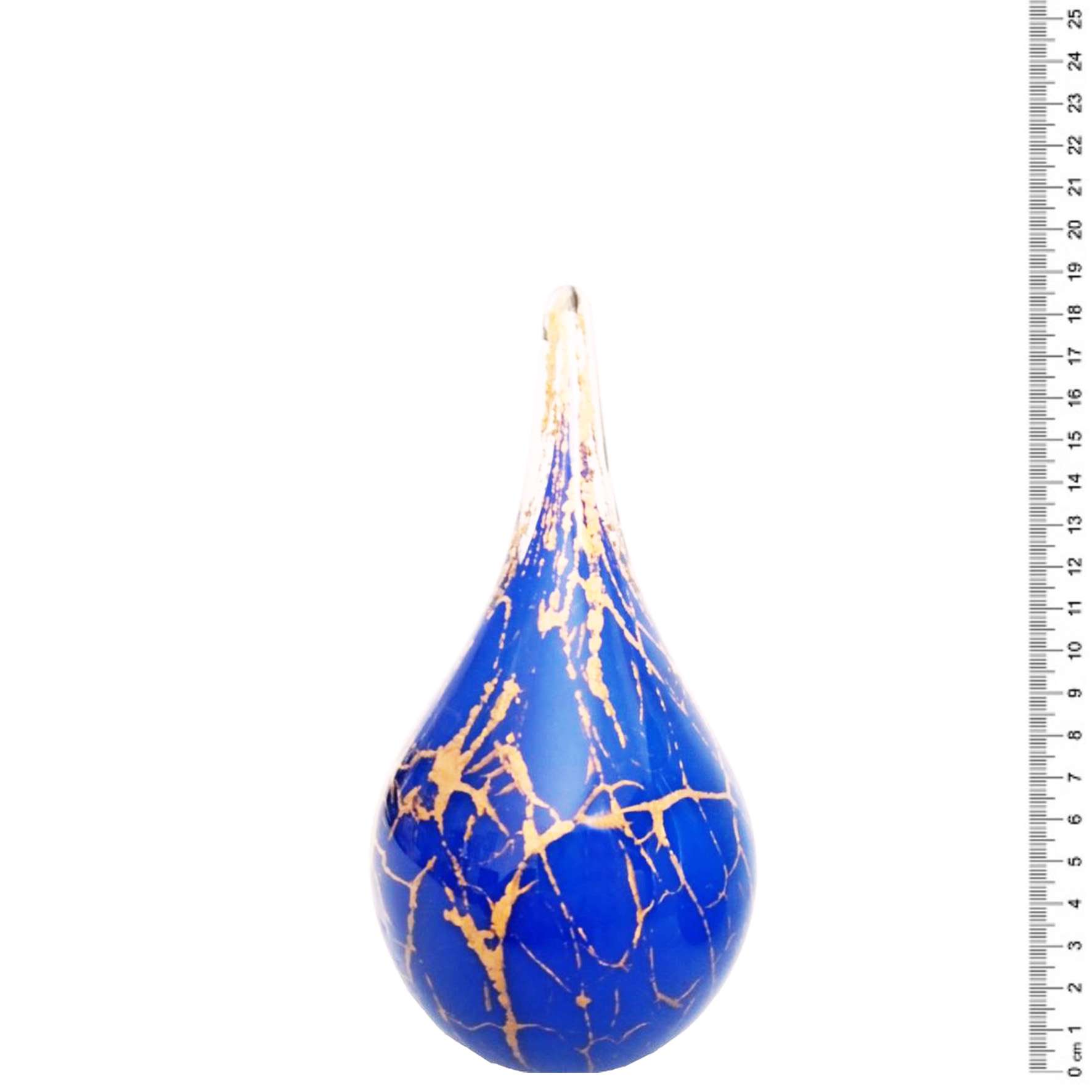 Glazen urn - Druppel blauw met bladgoud groot - 0,60 Liter - Afbeelding 4