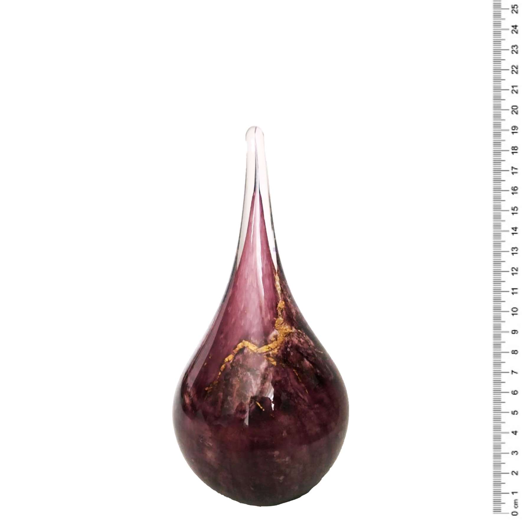 Glazen urn - Druppel roze met bladgoud groot - 0,60 Liter - Afbeelding 2