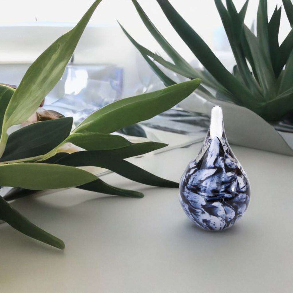 Glazen urn - Druppel zwart/wit klein - 0,40 Liter - Afbeelding 3