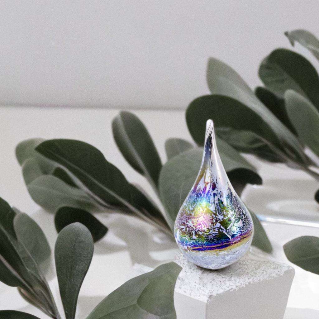 Glazen urn - Druppel zilver - 0,40 Liter - Afbeelding 2