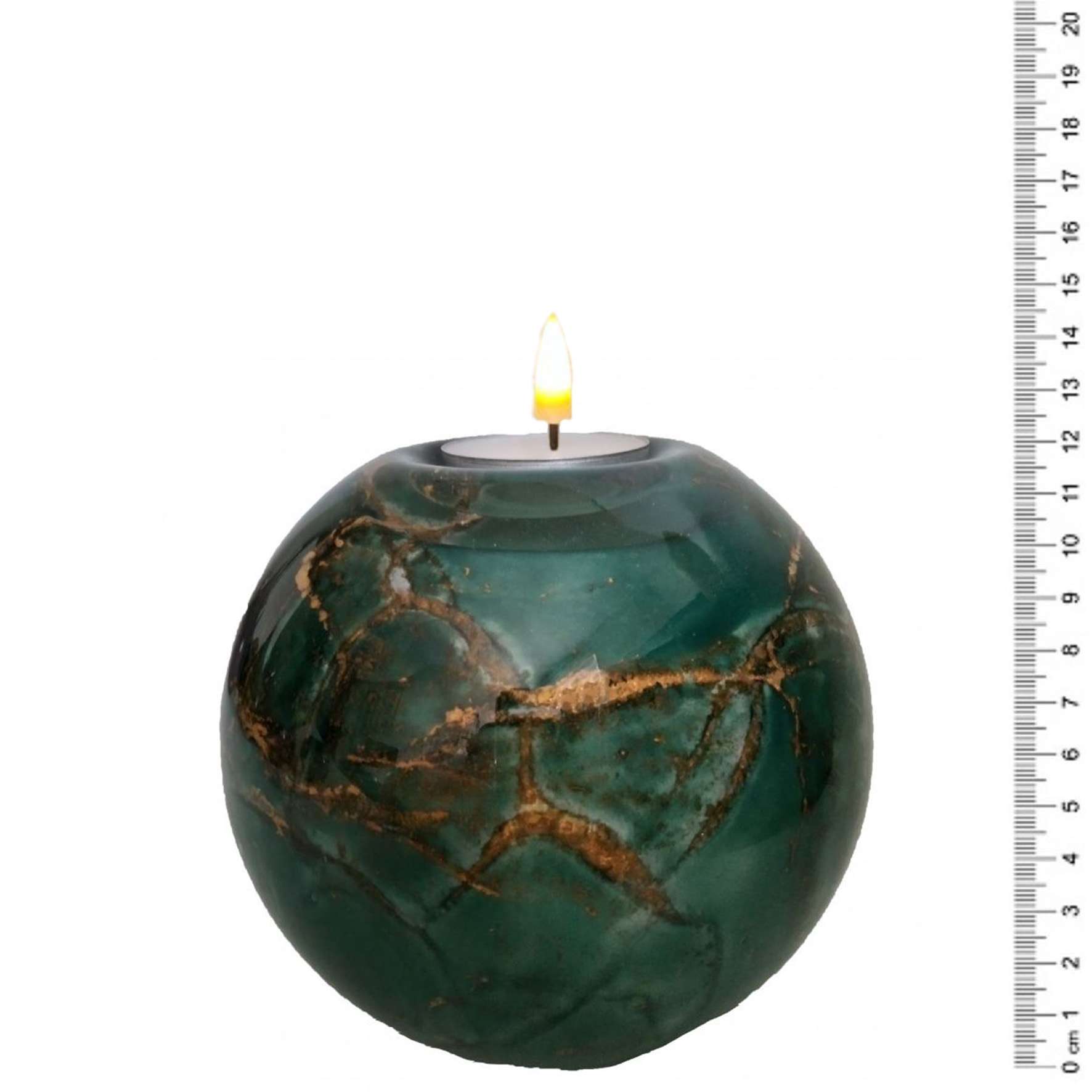 Glazen urn - Waxinelichtje groen met bladgoud groot - 0,40 Liter - Afbeelding 4