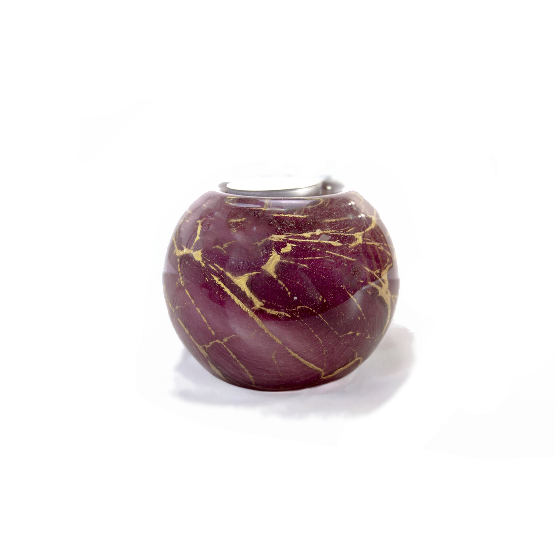 Glazen urn - Waxinelichtje roze met bladgoud - 0,20 Liter