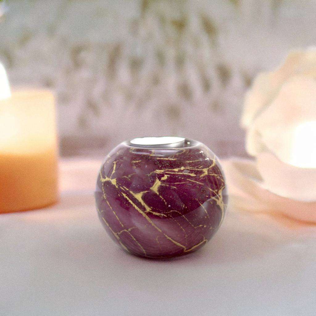 Glazen urn - Waxinelichtje roze met bladgoud - 0,20 Liter - Afbeelding 2