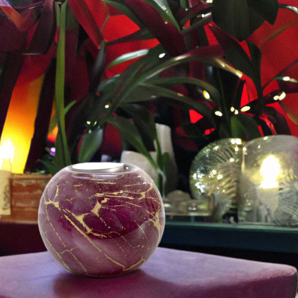 Glazen urn - Waxinelichtje roze met bladgoud - 0,20 Liter - Afbeelding 3