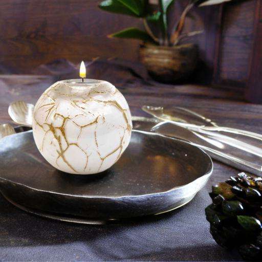 Glazen urn - Waxinelichtje wit met bladgoud - 0,20 Liter - Afbeelding 2