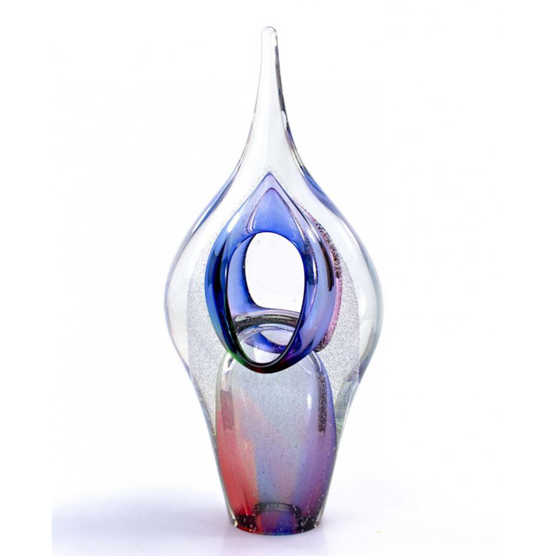 Glazen urn - Spear blauw/rood - 0,20 Liter