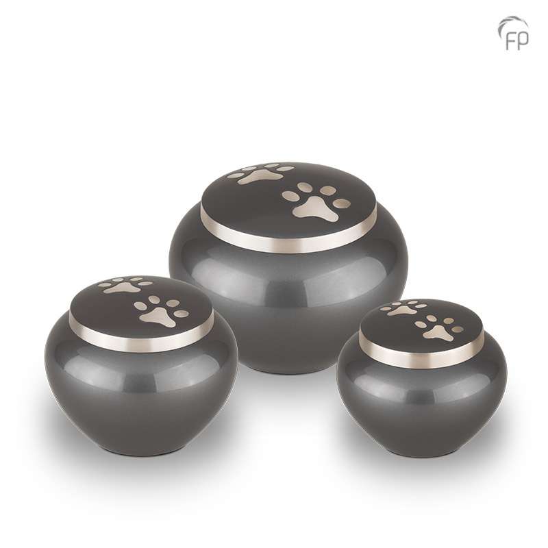 Metalen urn - Hondenpootjes grijs/zilver klein - 0,45 Liter - Afbeelding 2