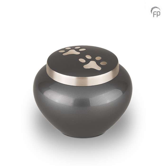 Metalen urn - Hondenpootjes grijs/zilver klein - 0,45 Liter