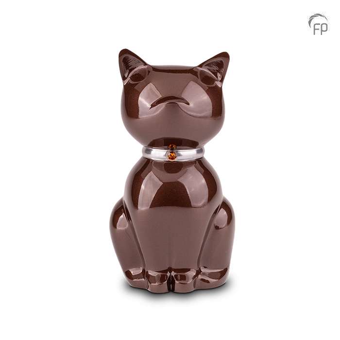 Metalen dierenurn - Nunu kat bruin - 0,60 Liter