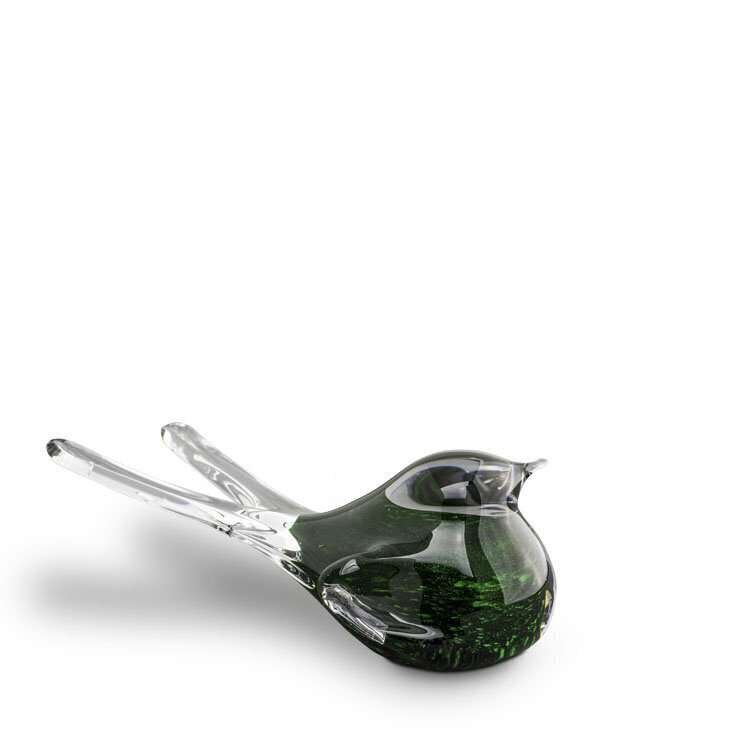 Glazen urn - Memory Crystal vogel groen - 0,05 Liter
