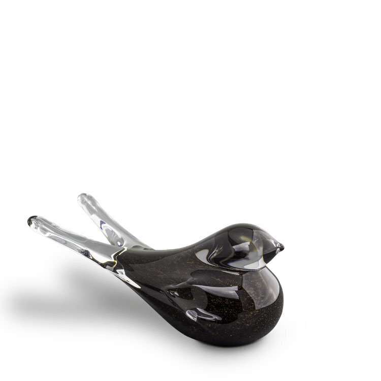 Glazen urn - Memory Crystal vogel zwart - 0,05 Liter