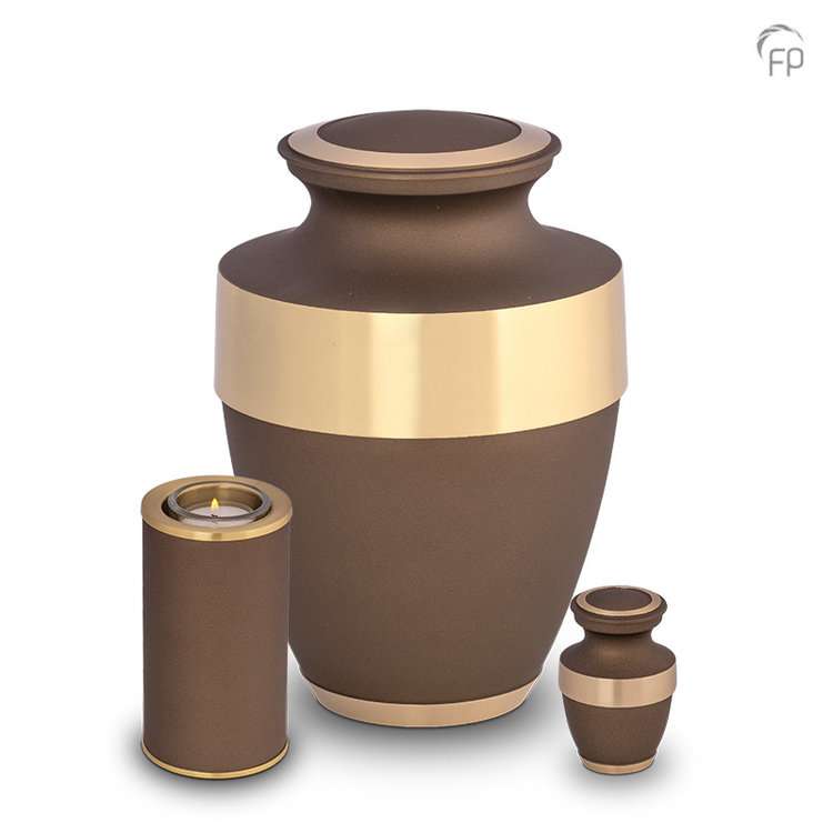 Metalen urn - Traditioneel bruin/goud keepsake - 0,05 Liter - Afbeelding 5