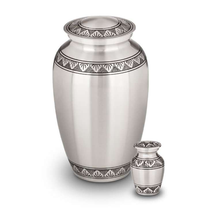 Metalen urn - Traditioneel zilver/zwart groot - 3,20 Liter - Afbeelding 4