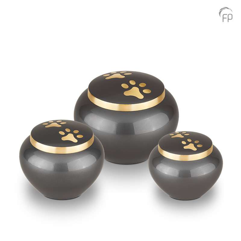 Metalen dierenurn - Gouden hondenpootjes grijs groot - 1,25 Liter - Afbeelding 2