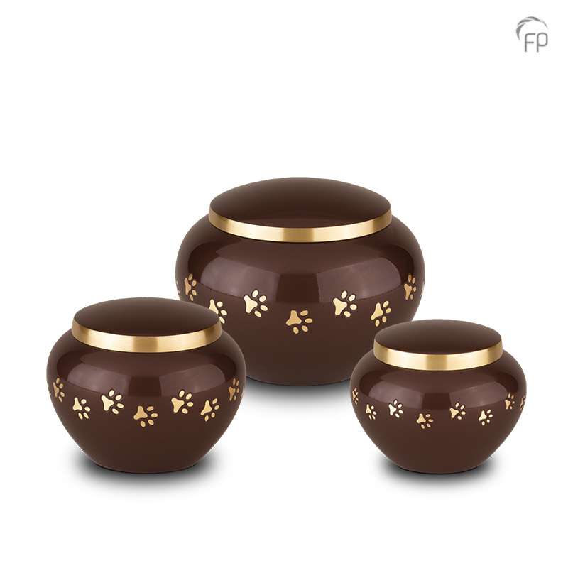 Metalen dierenurn - Gouden hondenpootjes rood medium - 0,70 Liter - Afbeelding 2