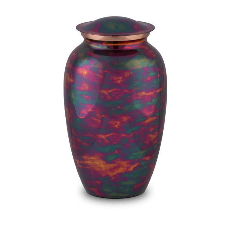 kleurige-urn-traditioneel-raku-paars-blauw