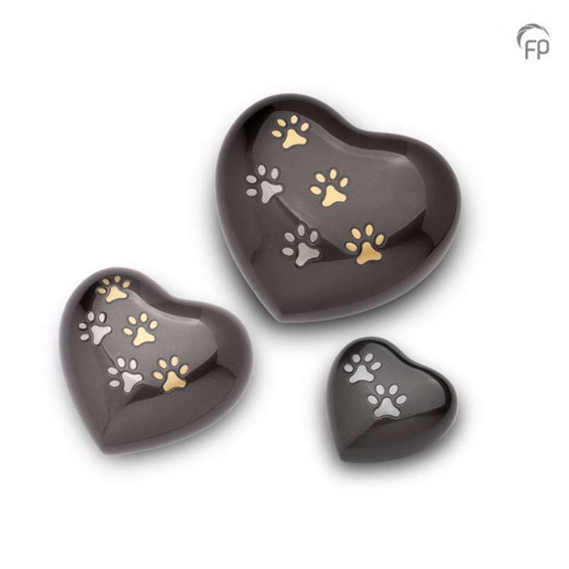 Metalen dierenurn - Hart zwart groot - 0,90 Liter - Afbeelding 2