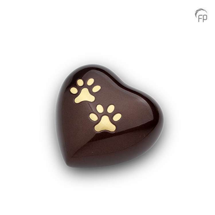 Metalen dierenurn - Hart bruin keepsake - 0,08 Liter