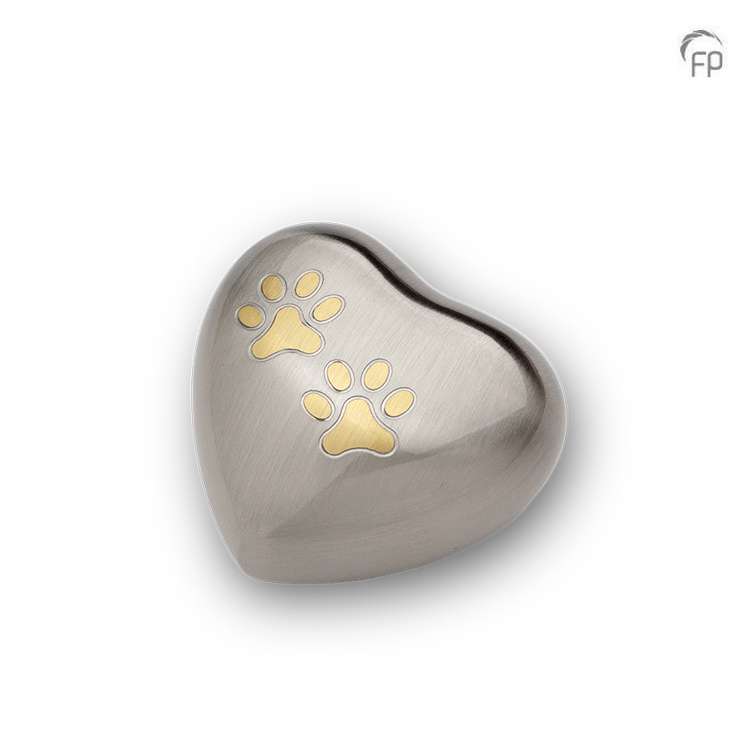 Metalen dierenurn - Hart zilver keepsake - 0,08 Liter