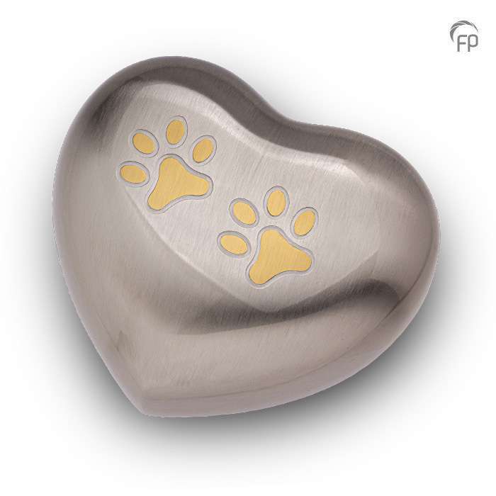 Metalen dierenurn - Hart zilver groot - 0,90 Liter