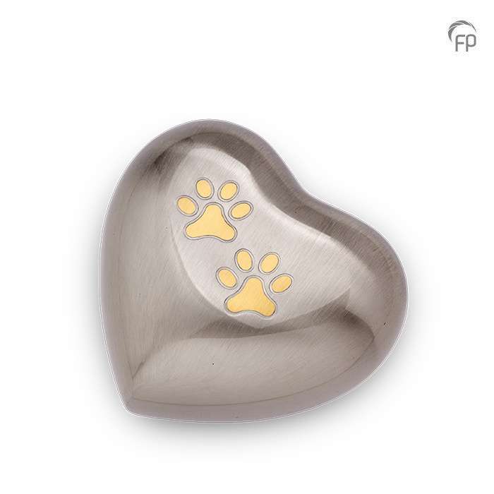 Metalen dierenurn - Hart zilver medium - 0,35 Liter