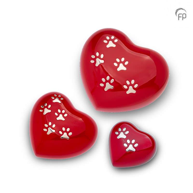 Metalen dierenurn - Hart rood groot - 0,90 Liter - Afbeelding 2