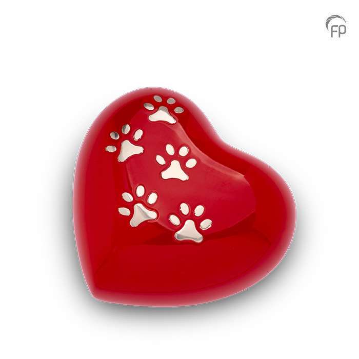 Metalen dierenurn - Hart rood medium - 0,35 Liter