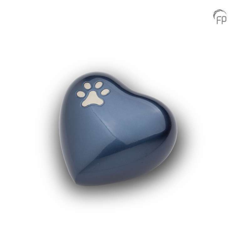 Metalen dierenurn - Hart blauw keepsake - 0,08 Liter