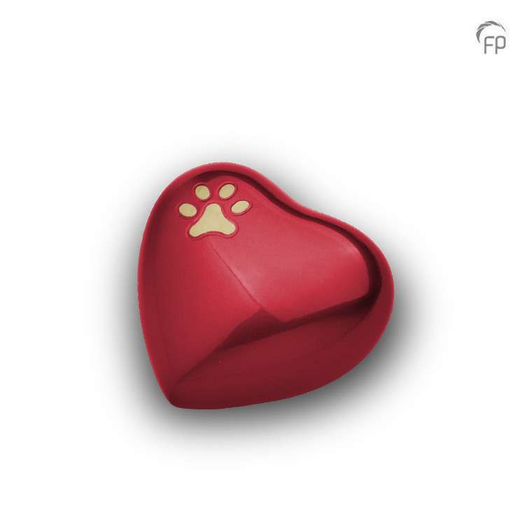 Metalen dierenurn - Hart rood keepsake - 0,08 Liter