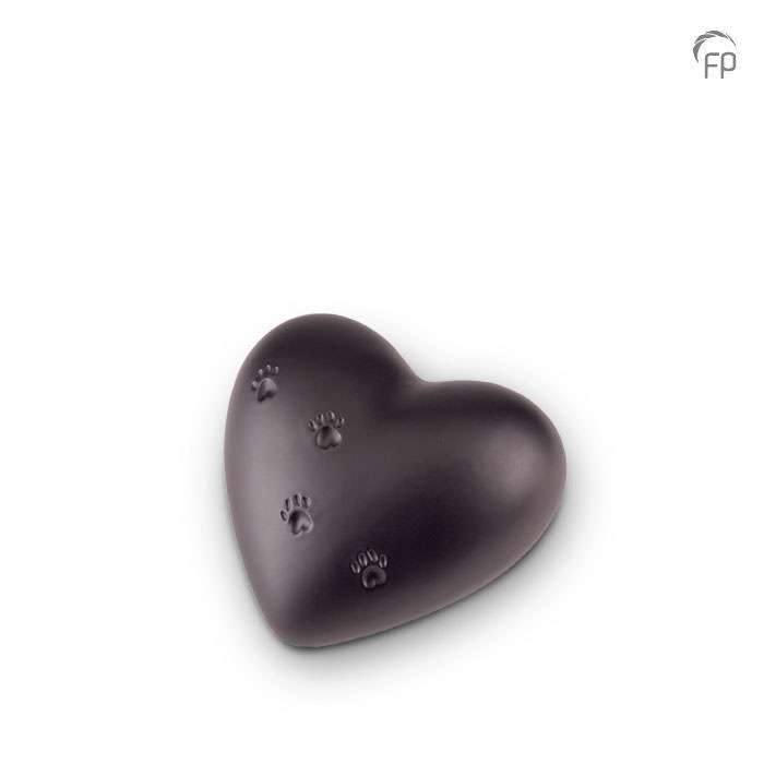 Keramische dierenurn - Mastaba Ceramika hart zwart klein - 0,70 Liter