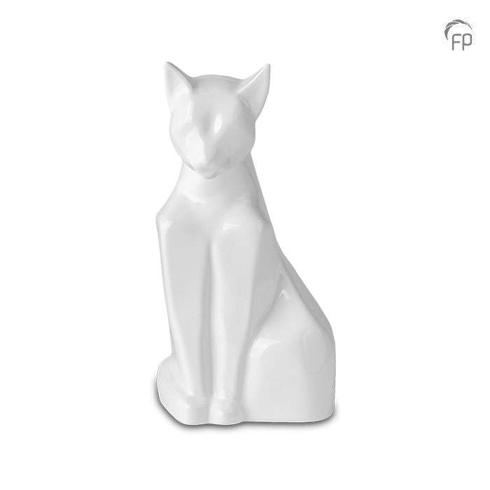 Keramische dierenurn - Mastaba Ceramika kat glanzend wit - 0,60 Liter