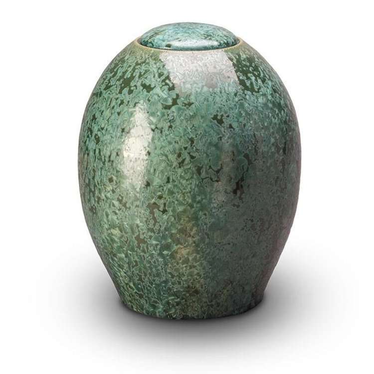 Keramische urn - Pottery Bonny kristal lak groen - 3,80 Liter