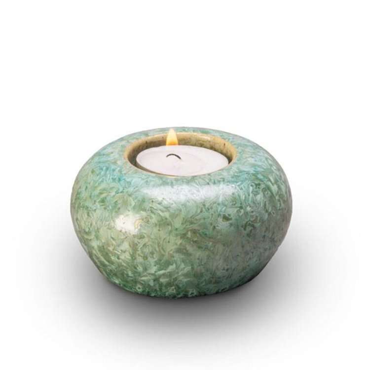 Keramische urn - Pottery Bonny kristal lak groen kaarshouder - 0,05 Liter