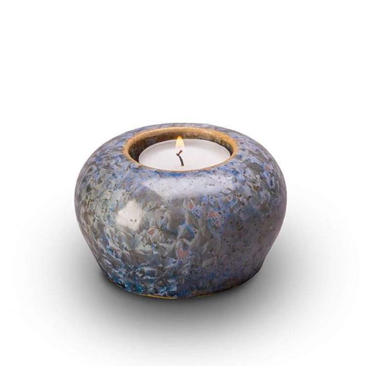 Keramische urn - Pottery Bonny kristal lak blauw kaarshouder - 0,05 Liter