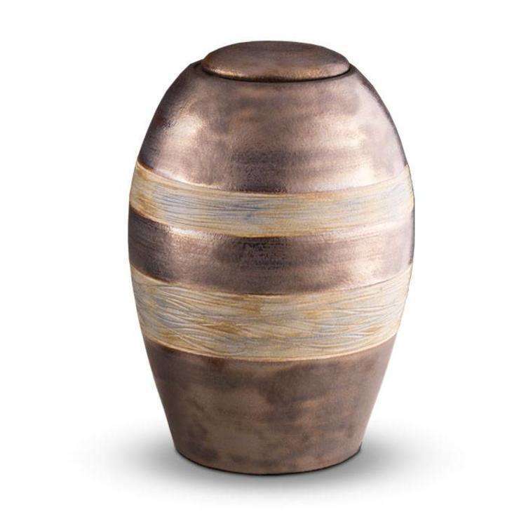 Keramische urn - Pottery Bonny metallic/bruin groot - 4 Liter