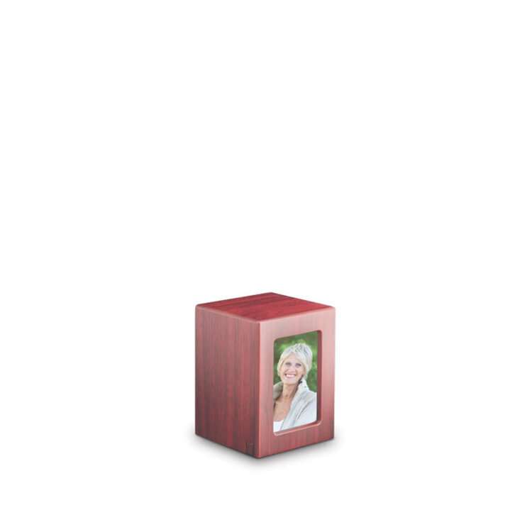 MDF urn - Rood met fotolijst klein - 0,30 Liter