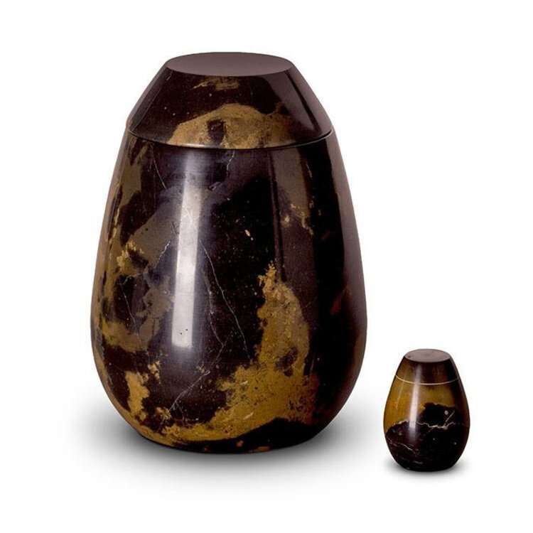 Marmeren urn - zwart/bruin keepsake - 0,15 Liter - Afbeelding 2