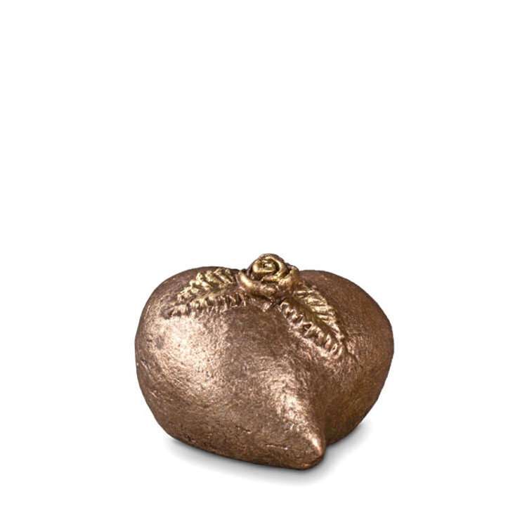 Keramische urn - Troost Hart met Roos koperkleur - 0,05 Liter