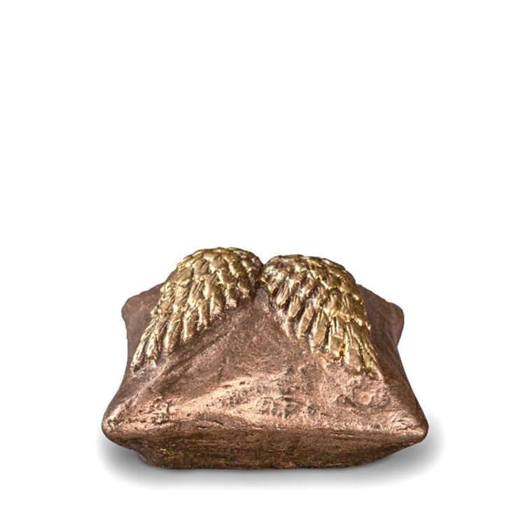 Keramische urn - Troost vierkant met engelenvleugels koperkleur - 0,05 Liter