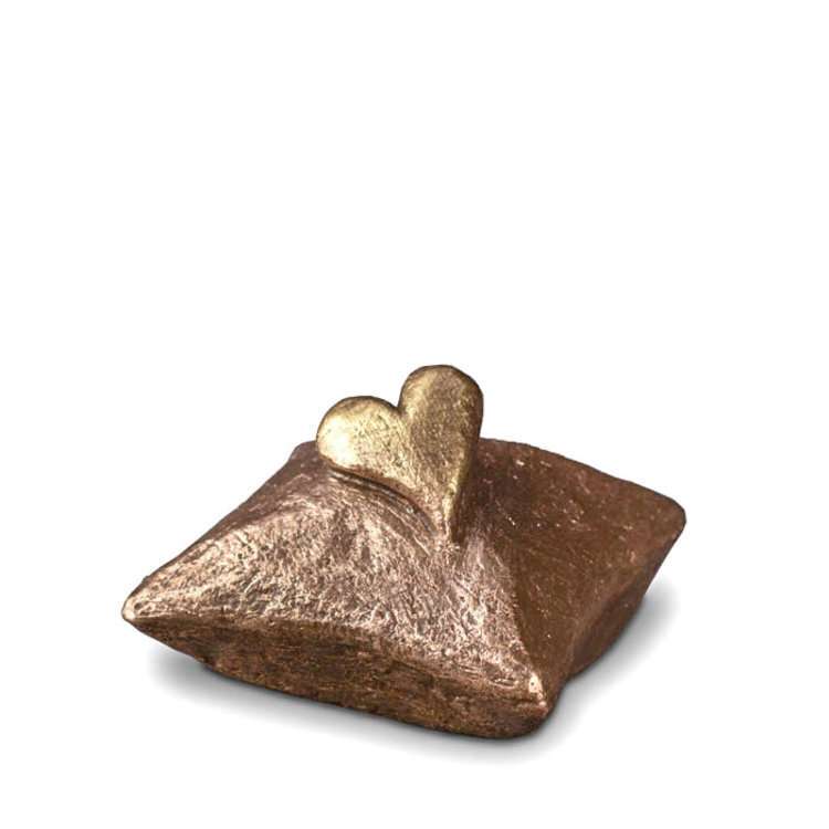 Keramische urn - Troost vierkant met hartje koperkleur - 0,05 Liter