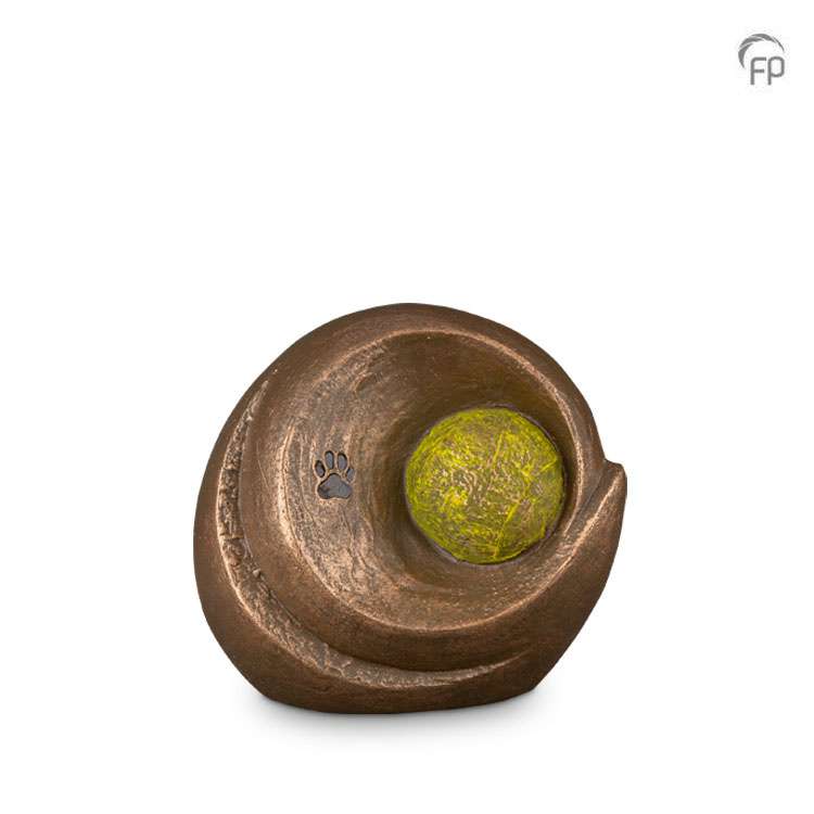 Keramische dierenurn - Tennisbal brons - 0,70 Liter