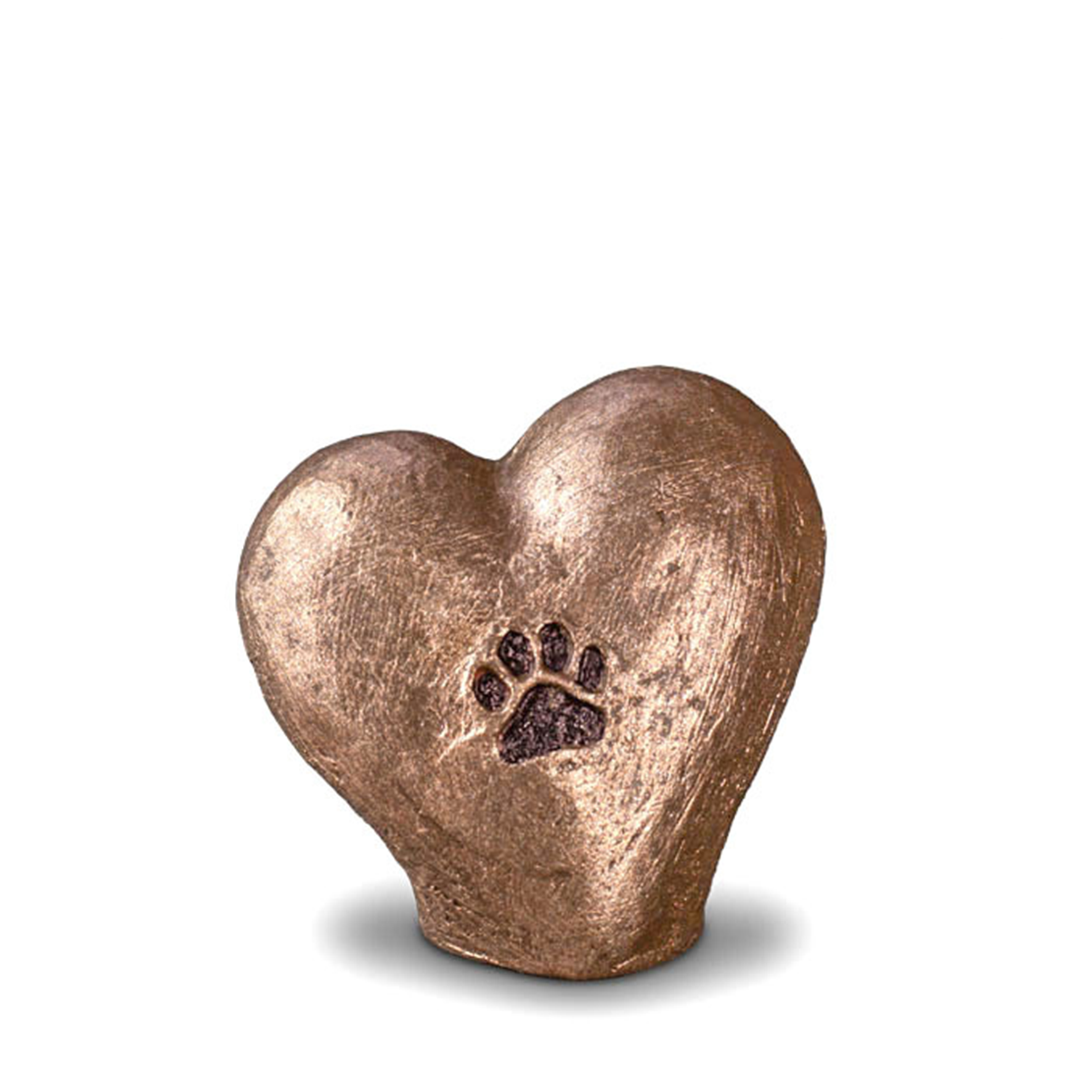Keramische dierenurn - Troost hartje met hondenpoot brons - 0,10 Liter