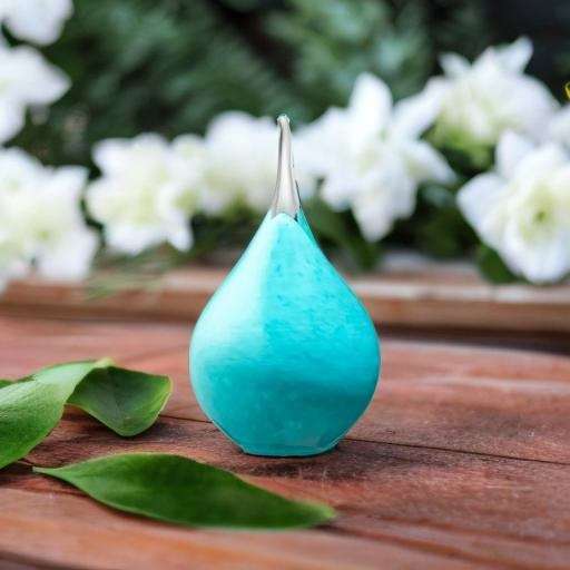 Glazen urn - Memorie druppel turquoise medium - 0,28 Liter - Afbeelding 2